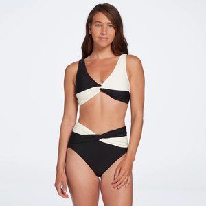Women's Colorblock Twist Front Swimtop and High Rise Twist Bikini Bottoms